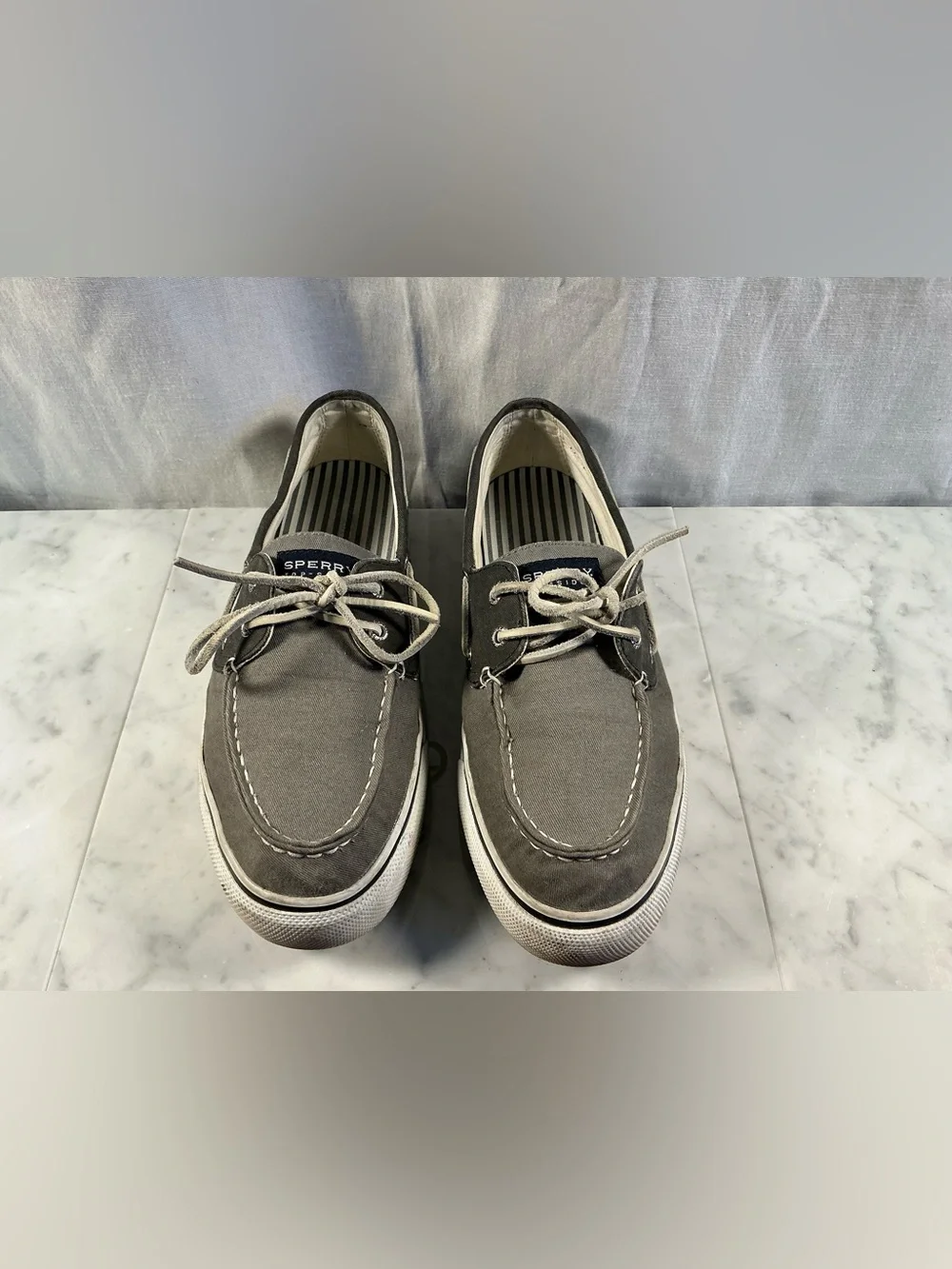 Boat shoes - Sperry Topsider white sole grey canvas *Excellent